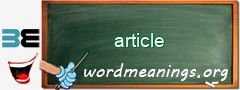 WordMeaning blackboard for article